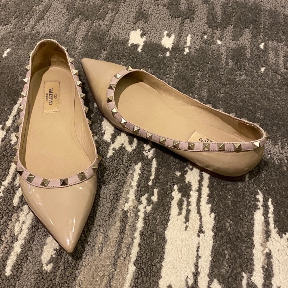 Valentino Garavani Rock-stud Leather Ballet flats